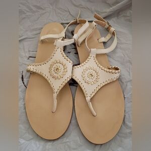 Jack Rogers Cream and Gold Sandals EUC 9